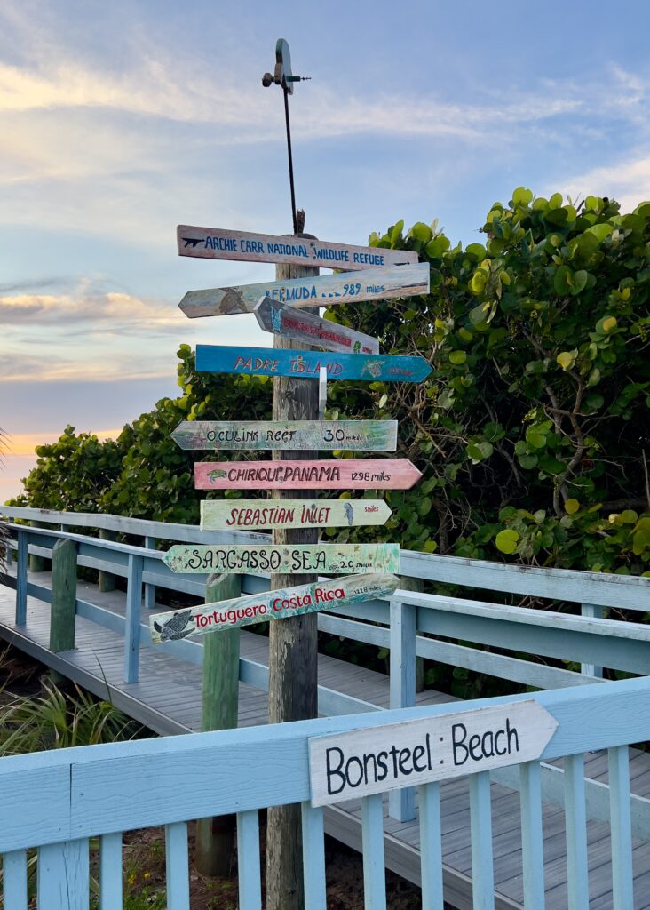 Wonderful Wild at the Tour de Turtles: Signpost at Archie Carr National Wildlife Refuge